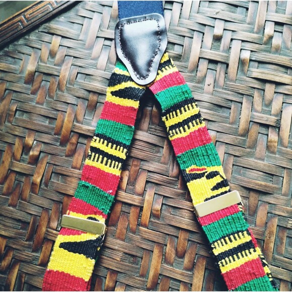 Suspenders Rastafarian Style Red Green Yellow Black Bobo Ashanti Reggae Braces - Picture 8 of 8